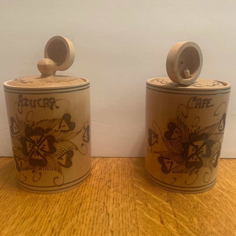 Sugar & Coffee Canisters Handcrafted Wood